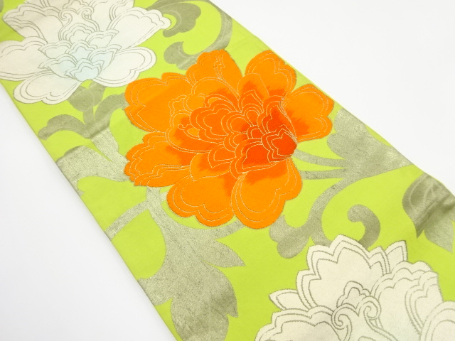 JAPANESE KIMONO / ANTIQUE FUKURO OBI / SILK / WOVEN CHINESE FLOWER